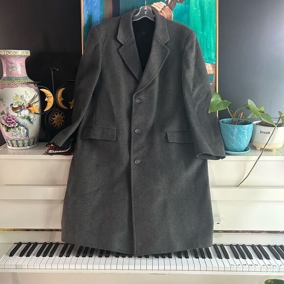 Wm H. leishman winter coat 70% wool 30% cashmere gray 44 r Vintage Men Unisex - Picture 1 of 15